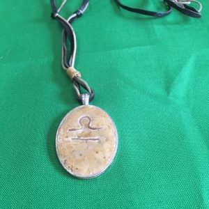 Leather and waxed string necklace